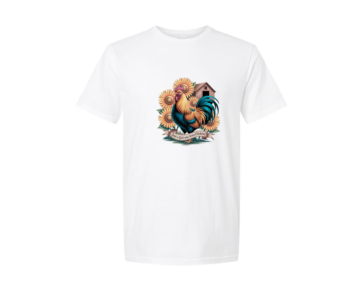 brand:Generic|color:White|Just A Girl Who Loves Chickens 10 Graphic T-Shirt