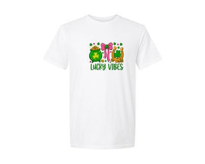 brand:Generic|color:White|Lucky Vibes St Patricks Day 13 Graphic T-Shirt