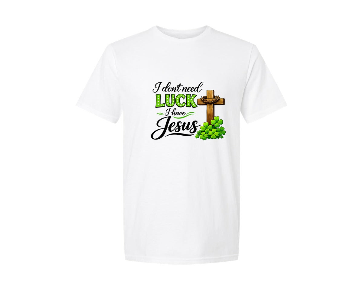 brand:Generic|color:White|I Have Jesus Not Luck Graphic T-Shirt