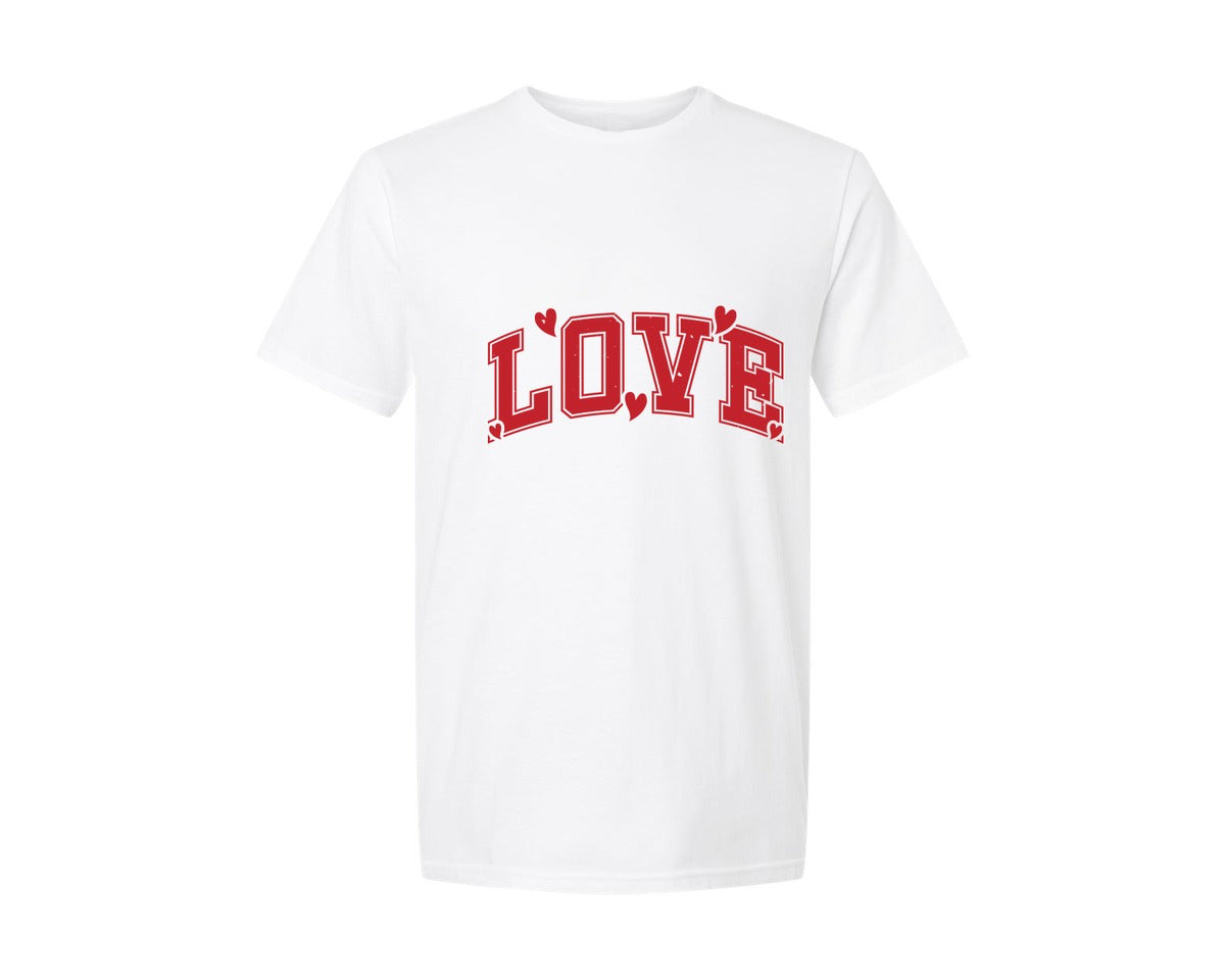 brand:Generic|color:White|Love Love Varsity Love Graphic T-Shirt