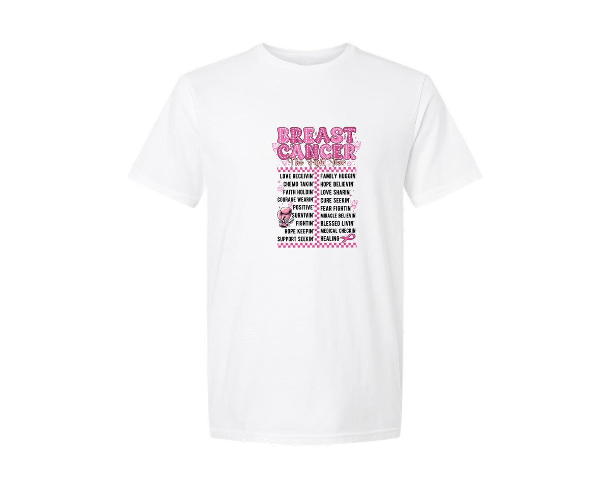 brand:Generic|color:White|Breast Cancer The Fight Tour Shirt Graphic T-Shirt