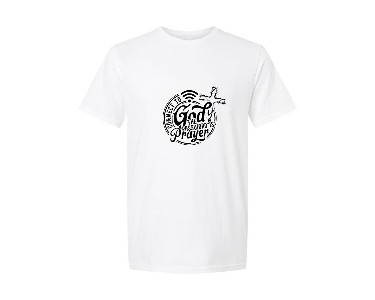 brand:Generic|color:White|Connect To God Christian Cross Gift Graphic T-Shirt