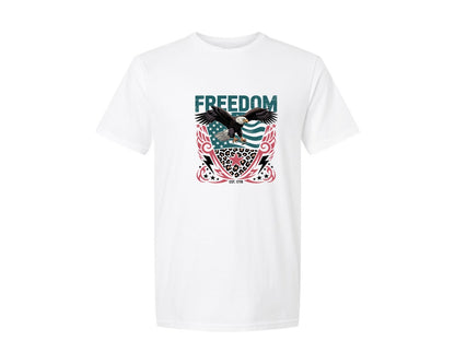 brand:Generic|color:White|Freedom Eagle Usa Flag Graphic T-Shirt