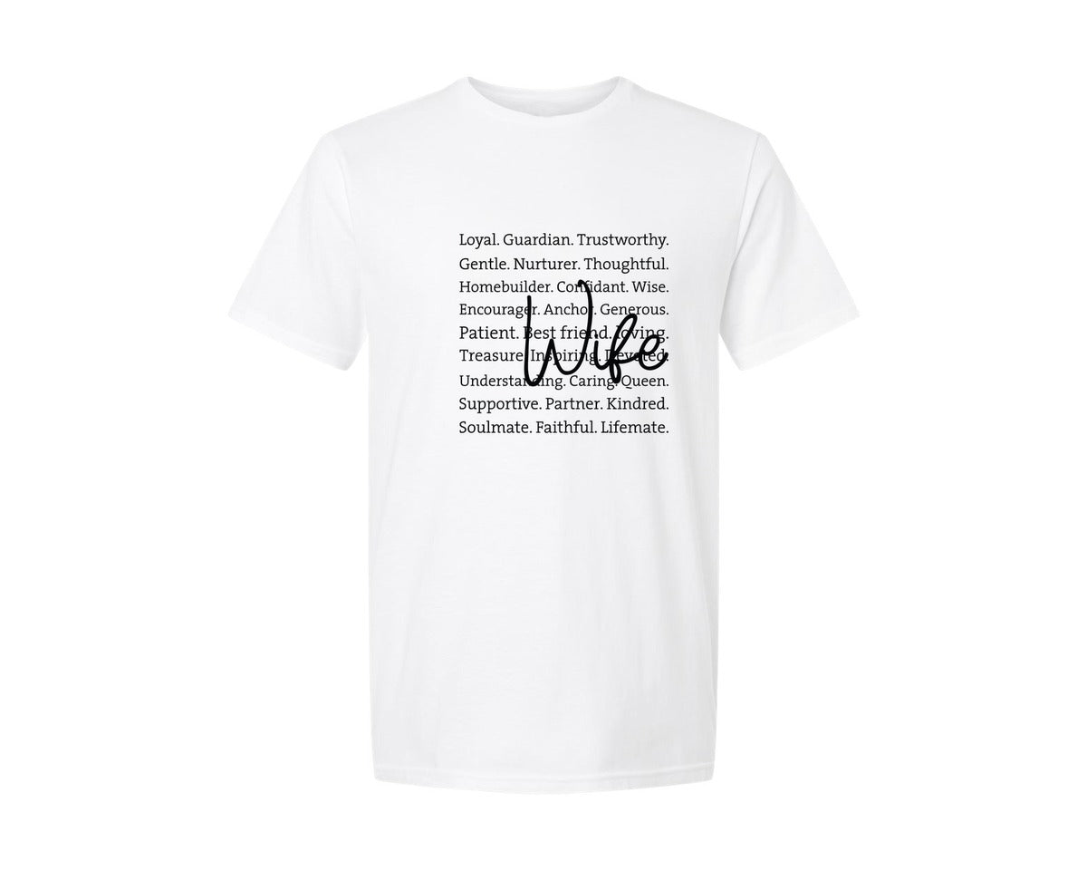 brand:Generic|color:White|Wife Words Wife Wife T Graphic T-Shirt