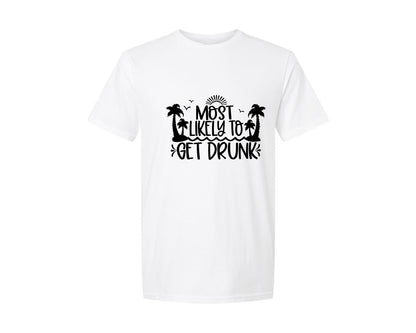 brand:Generic|color:White|Most Likely To Get Drunk Cruise Graphic T-Shirt