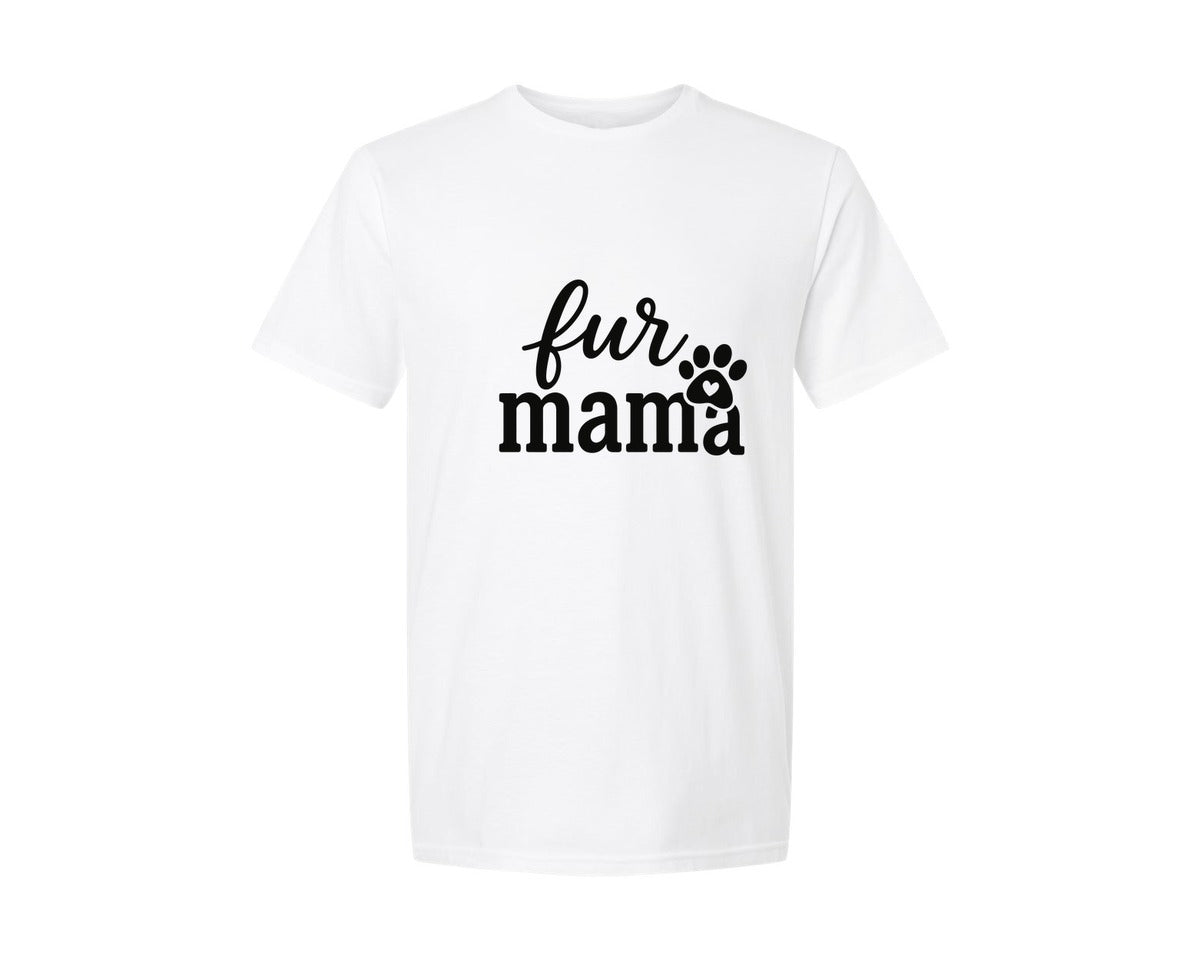 brand:Generic|color:White|Fur Mama Paw Heart Design Graphic T-Shirt