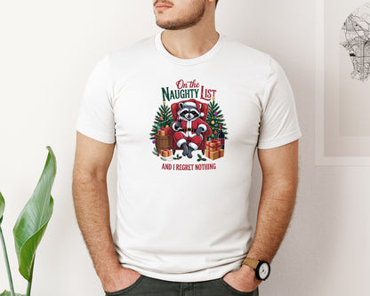 brand:Bella Canvas|color:White|Funny Racoon Christmas Christmas Graphic T-Shirt
