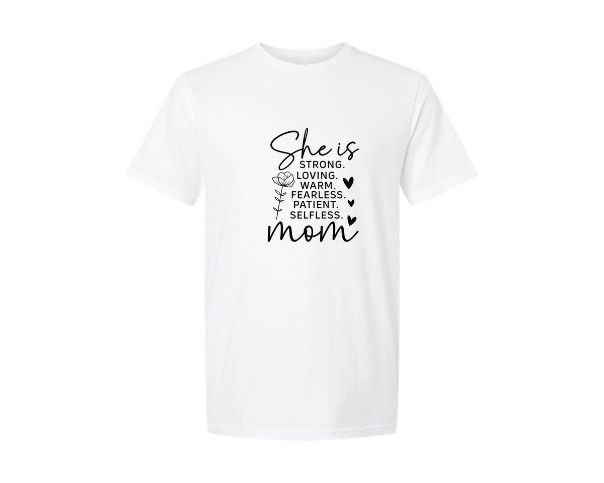 brand:Generic|color:White|She Is Strong Loved Mama Graphic T-Shirt