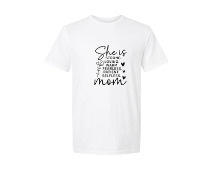 brand:Generic|color:White|She Is Strong Loved Mama Graphic T-Shirt