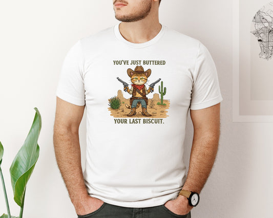 Funny Cat Cowboy Retro Western Grap Graphic T-Shirt