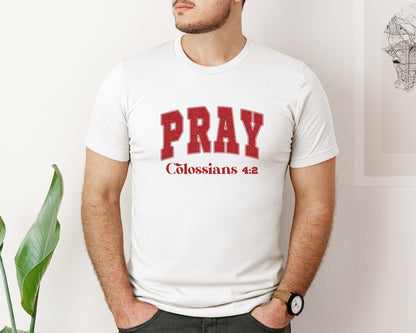 brand:Bella Canvas|color:White|Pray Christian Jesus God Graphic T-Shirt