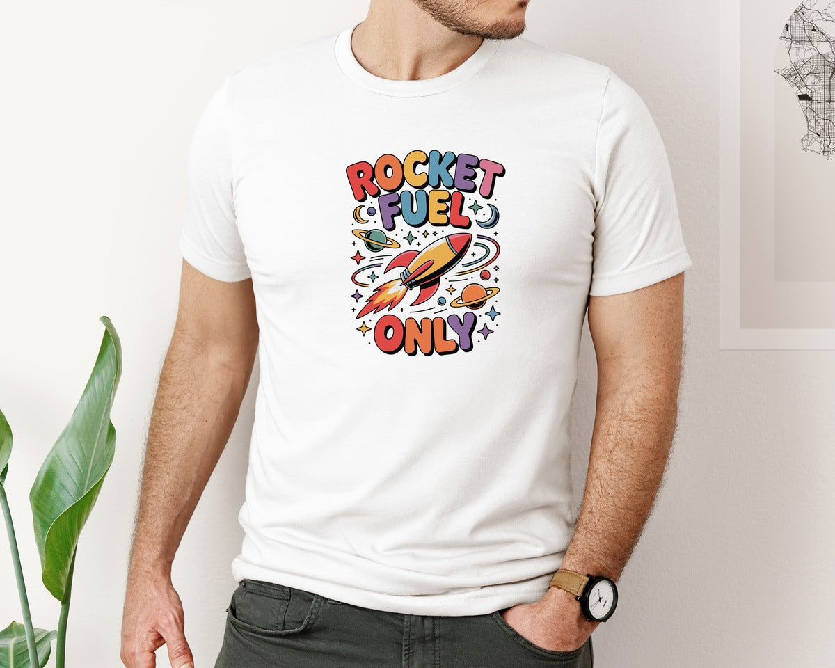 brand:Bella Canvas|color:White|Rocket Fuel Only Space Energy Art Graphic T-Shirt