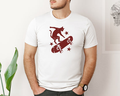 brand:Bella Canvas|color:White|Vintage Skateboard Cat Y2K Shirt Graphic T-Shirt