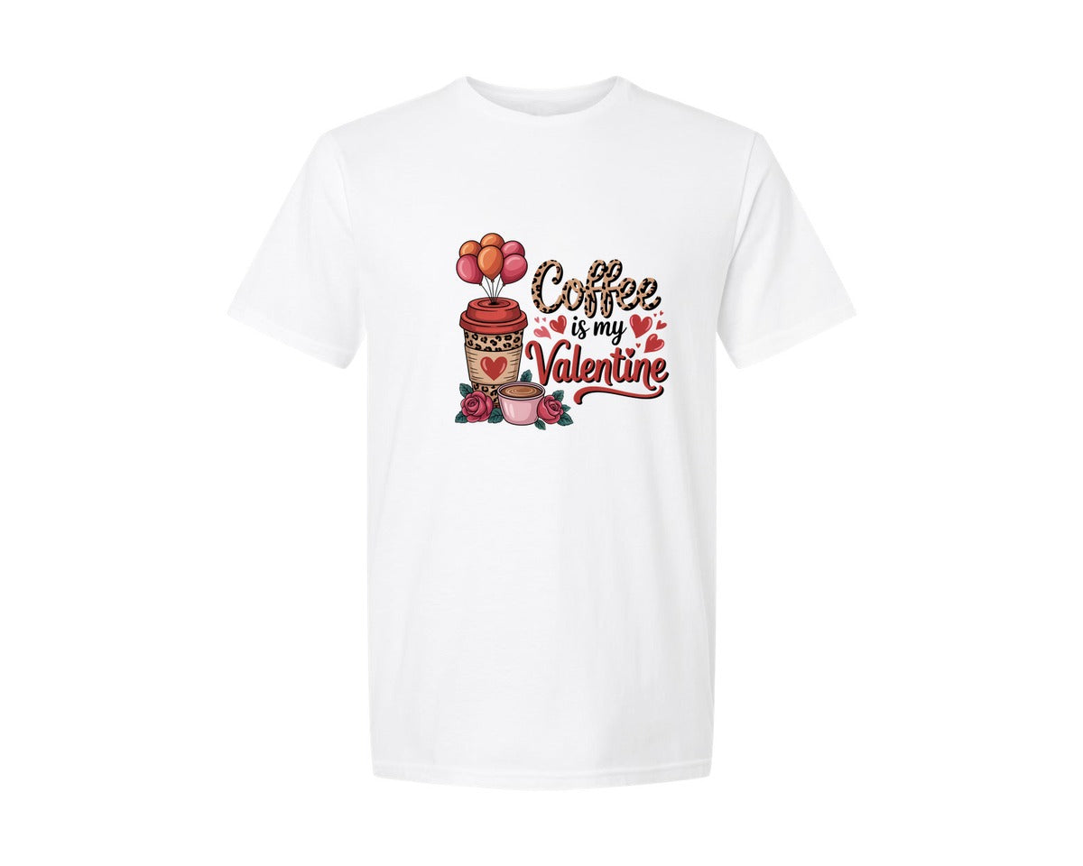 brand:Generic|color:White|Coffee Is My Valentine Coffee Lover 3 Graphic T-Shirt