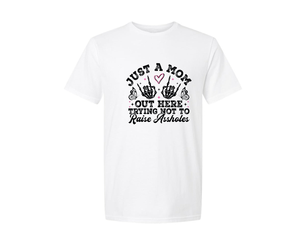 brand:Generic|color:White|Just A Mom Funny Mom Sassy Mom 3 Graphic T-Shirt