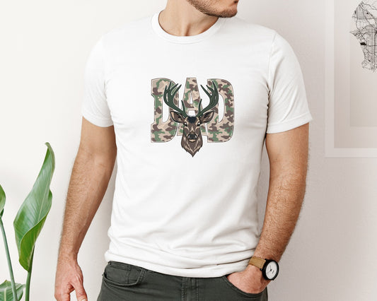 Camo Dad Deer Hunting Trendy Graphic T-Shirt