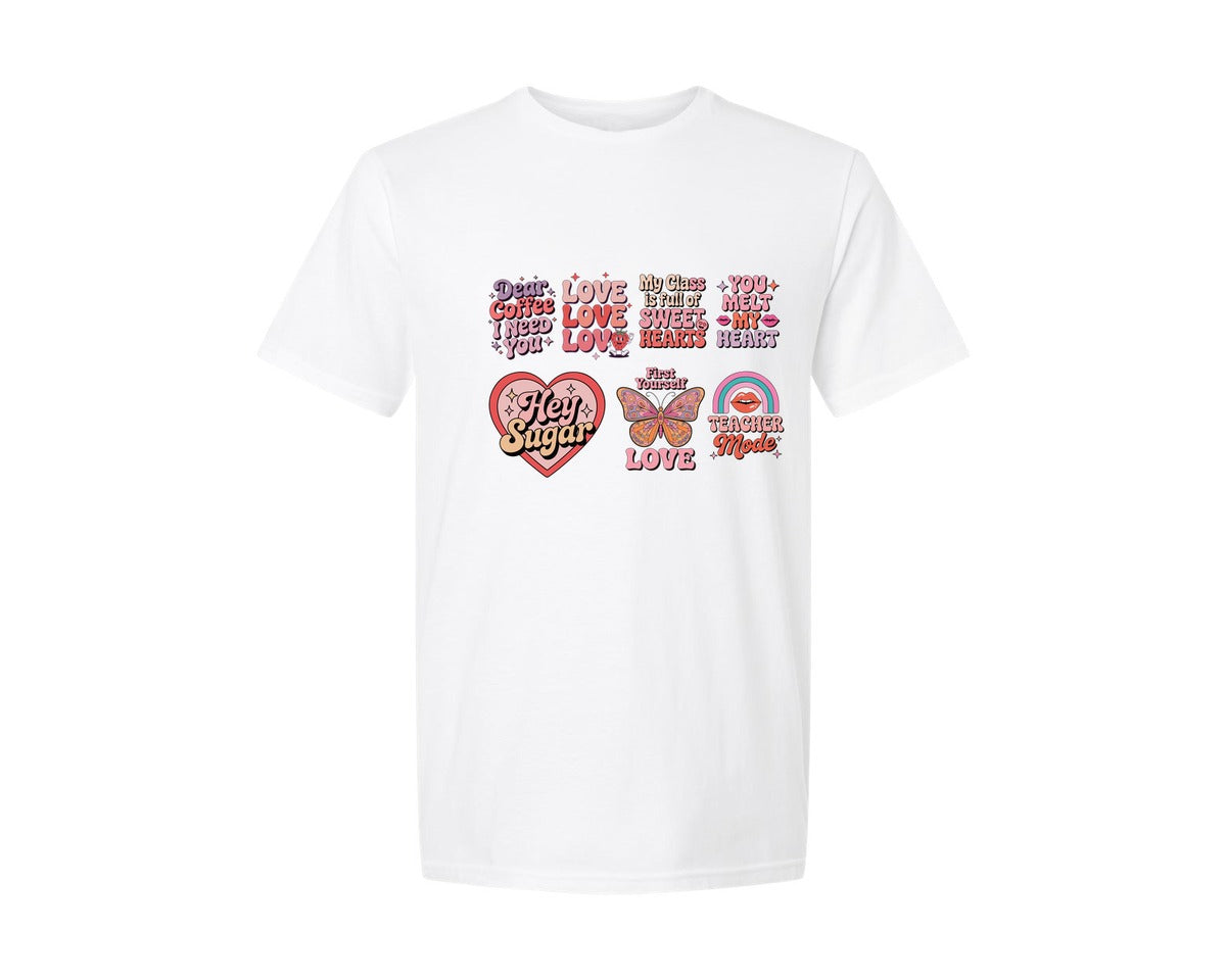 brand:Generic|color:White|Retro Valentines Day Design Graphic T-Shirt