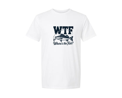 brand:Generic|color:White|Wtf Wheres The Fish Fisherman Graphic T-Shirt