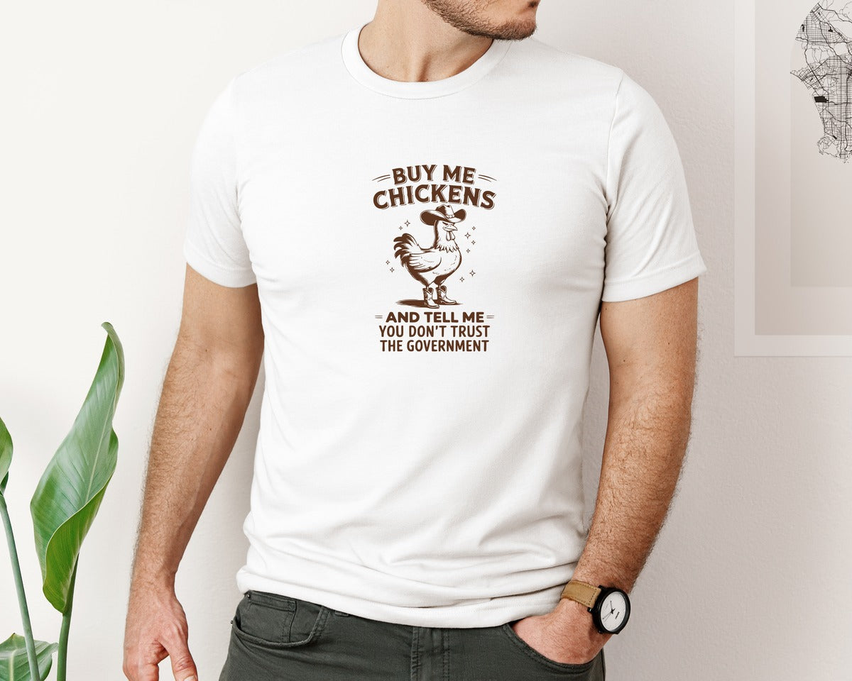 brand:Bella Canvas|color:White|Buy Me Chickens Western T Shirt Desi Graphic T-Shirt