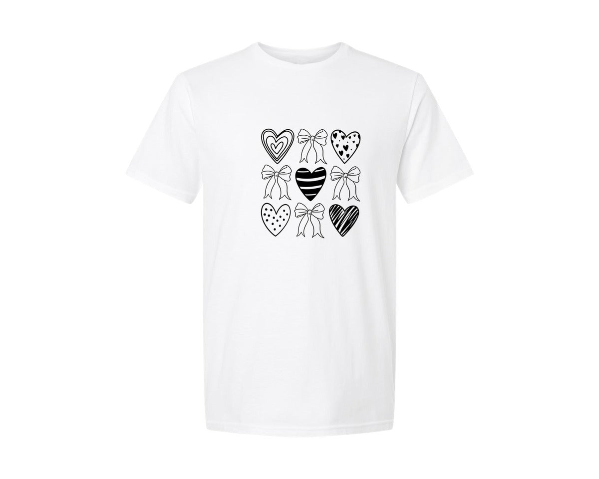 brand:Generic|color:White|Valentine Coquette Heart Xoxo 2 Graphic T-Shirt