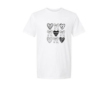 brand:Generic|color:White|Valentine Coquette Heart Xoxo 2 Graphic T-Shirt
