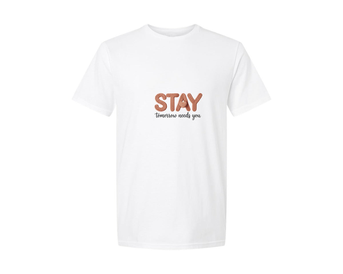 brand:Generic|color:White|Stay Tomorrow Needs You Crochet Graphic T-Shirt