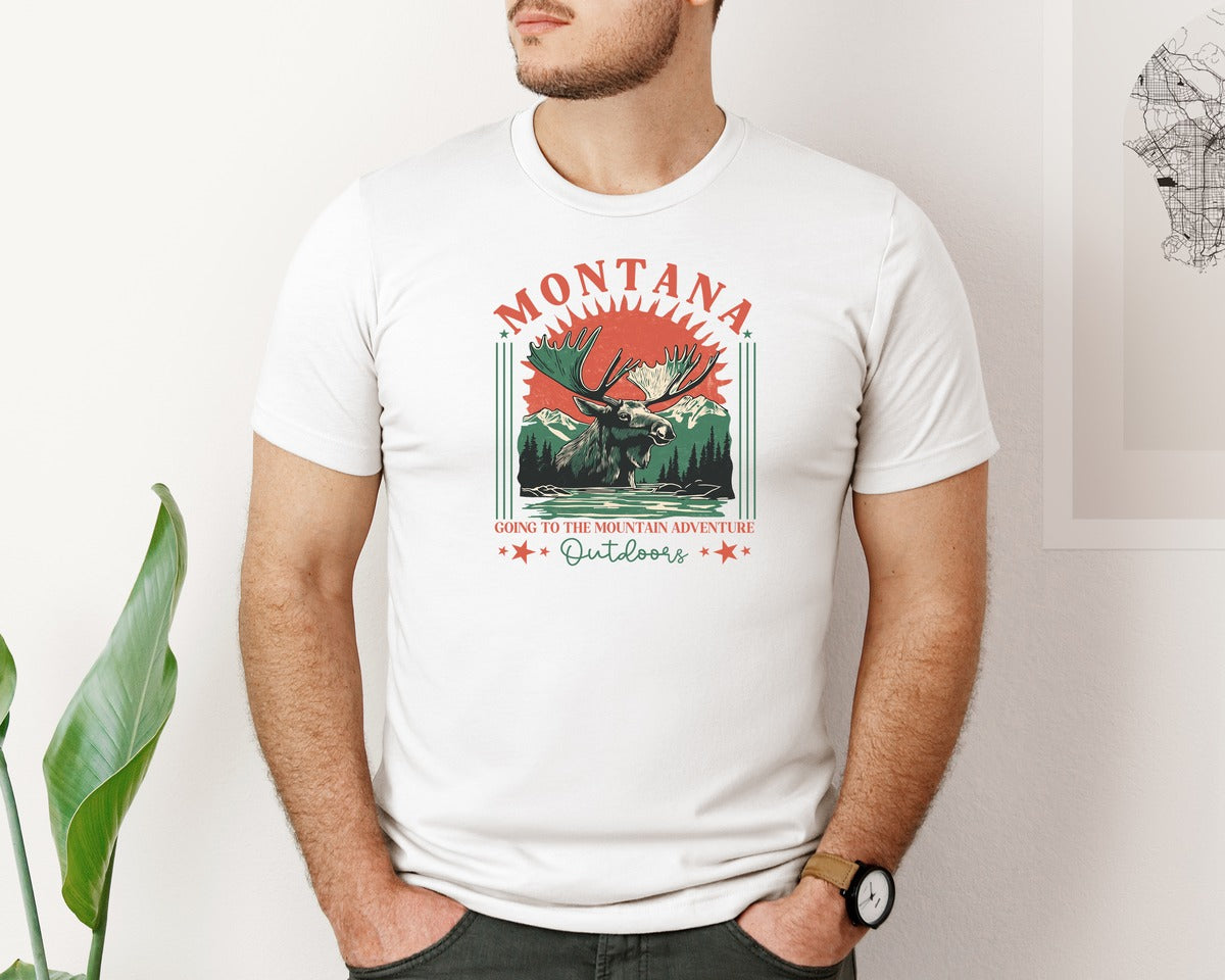brand:Bella Canvas|color:White|Summer Hiking Montana Mountain Trip Graphic T-Shirt