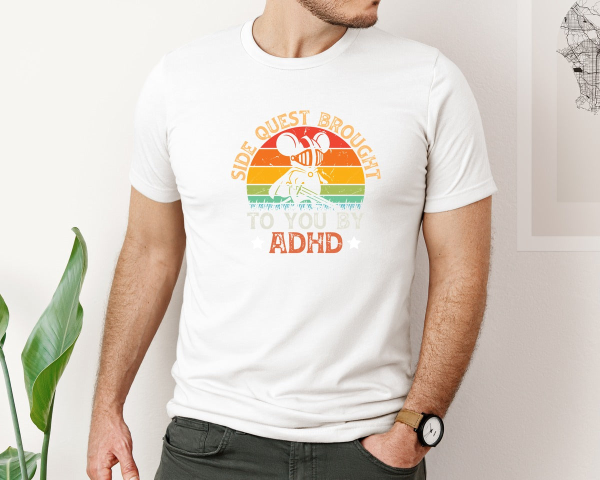 brand:Bella Canvas|color:White|Side Quest Brought To You By Adhd 2 Graphic T-Shirt