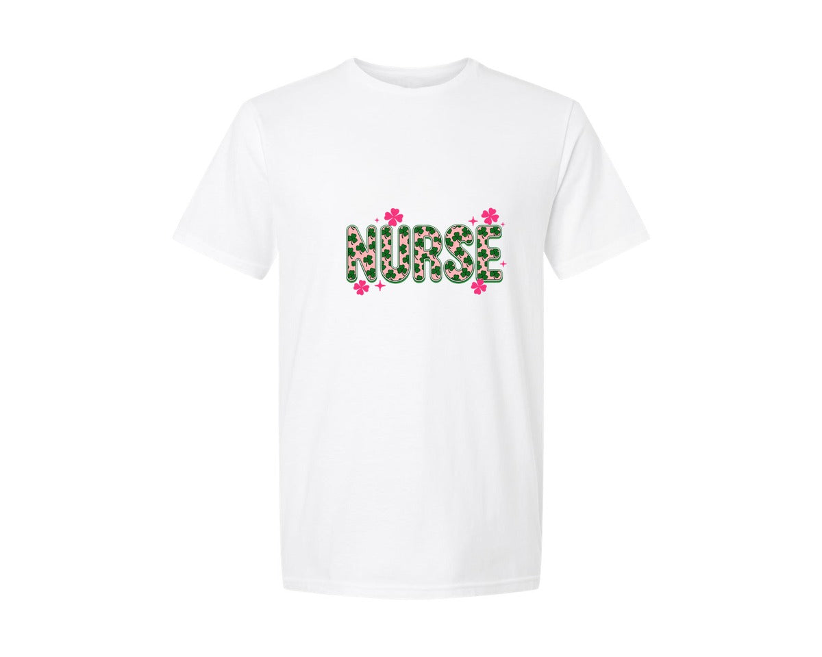 brand:Generic|color:White|St Patricks Day Nurse St Patricks Graphic T-Shirt
