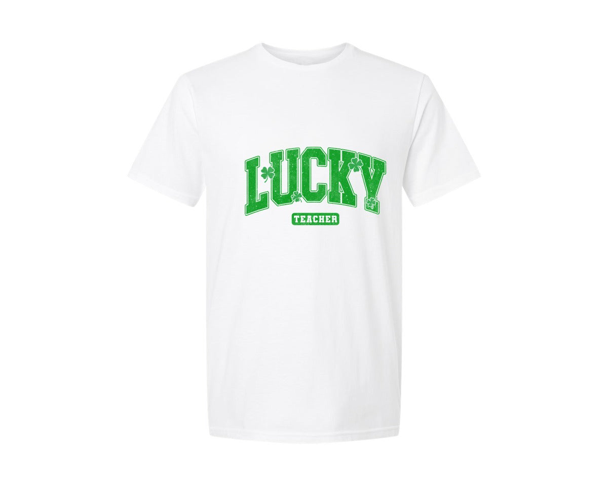 brand:Generic|color:White|St Patricks Day Varsity Graphic T-Shirt