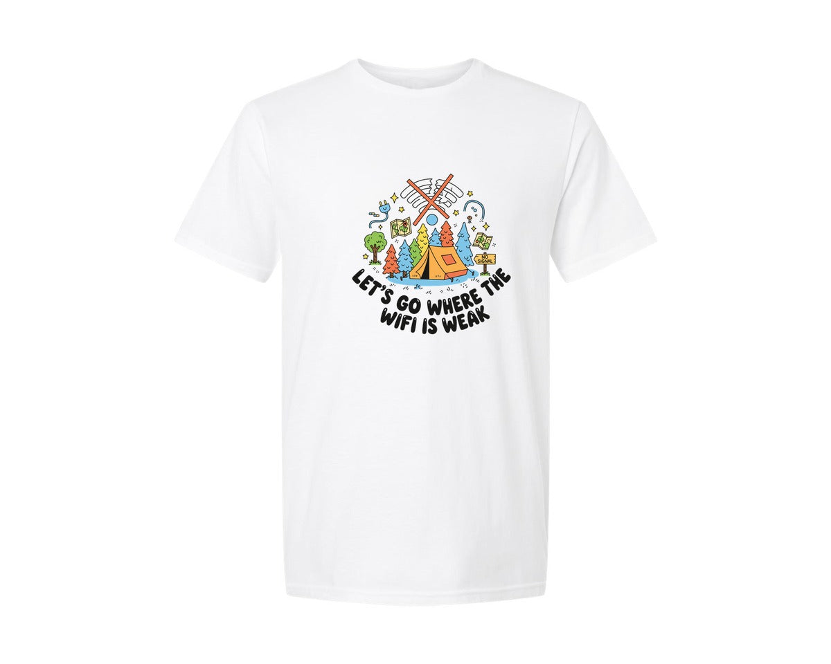 brand:Generic|color:White|Wifi Is Weak Camping Graphic T-Shirt