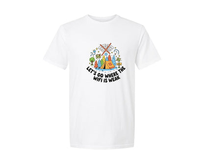 brand:Generic|color:White|Wifi Is Weak Camping Graphic T-Shirt