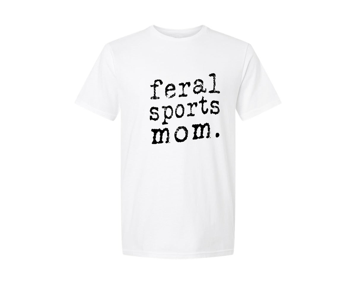 brand:Generic|color:White|Feral Sports Mom Design Feral Mom Graphic T-Shirt