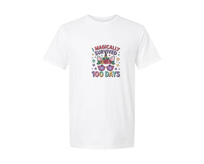 brand:Generic|color:White|I Magically Survived 100 Days School Graphic T-Shirt