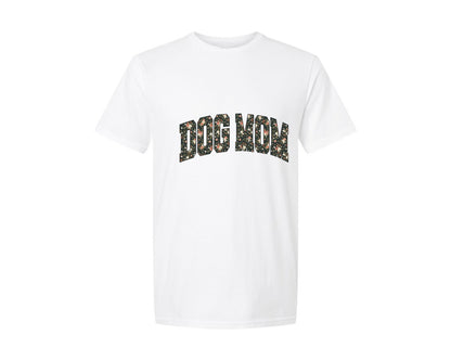 brand:Generic|color:White|Dog Mom Floral Dog Mama Flower Varsity Graphic T-Shirt