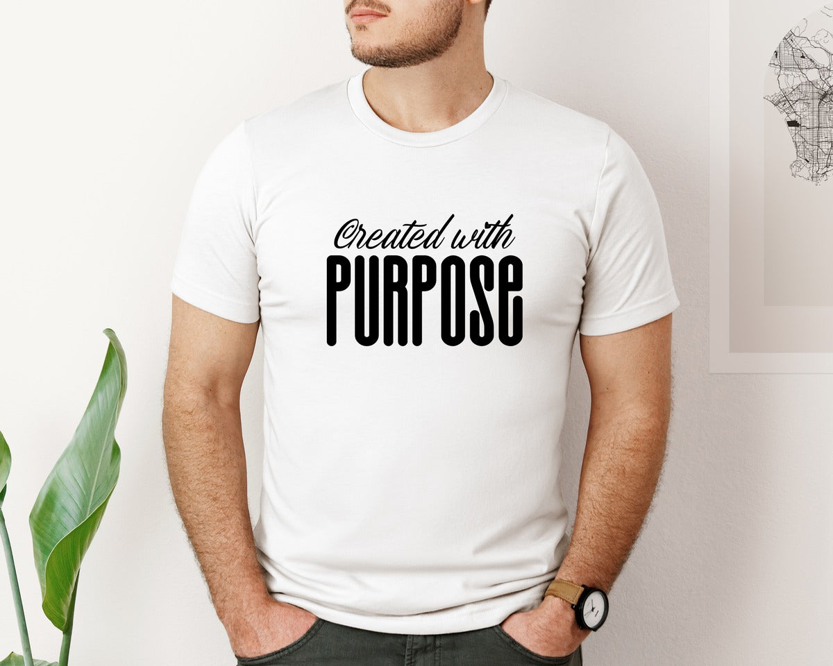 brand:Bella Canvas|color:White|Created With Purpose Sleeve Design Graphic T-Shirt