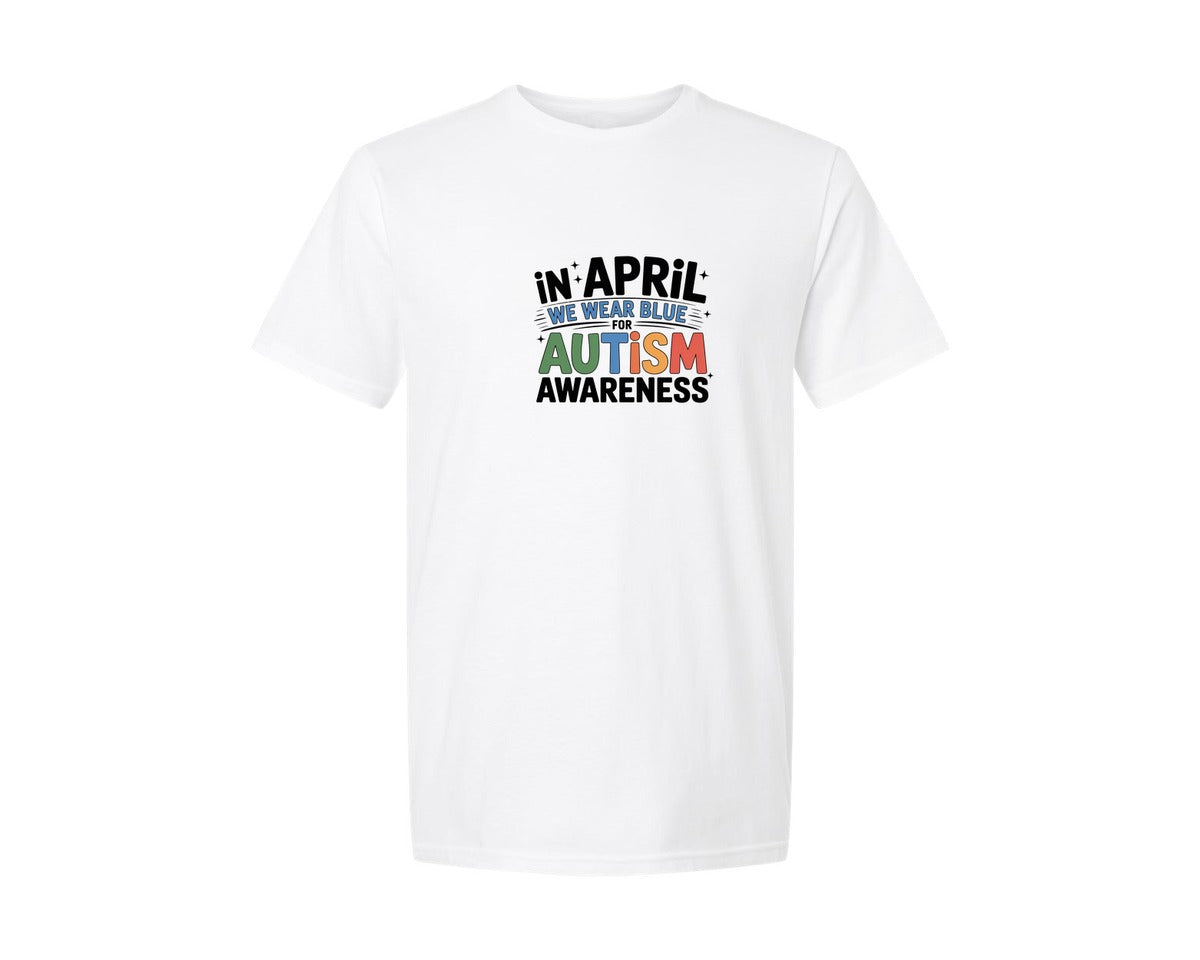 brand:Generic|color:White|We Wear Blue Autism Graphic T-Shirt