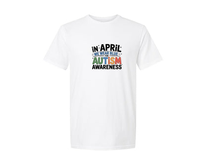 brand:Generic|color:White|We Wear Blue Autism Graphic T-Shirt