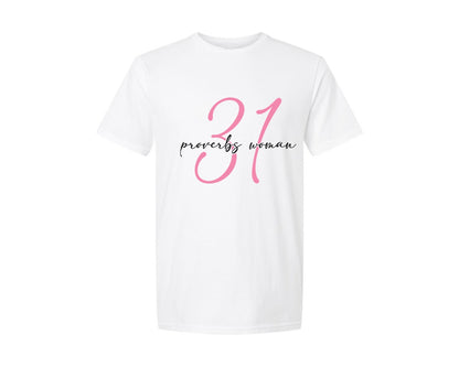 brand:Generic|color:White|Proverbs 31 Woman Christian Graphic T-Shirt