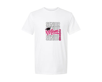 brand:Generic|color:White|Senior Mom Pink Glitter 2026 Graphic T-Shirt