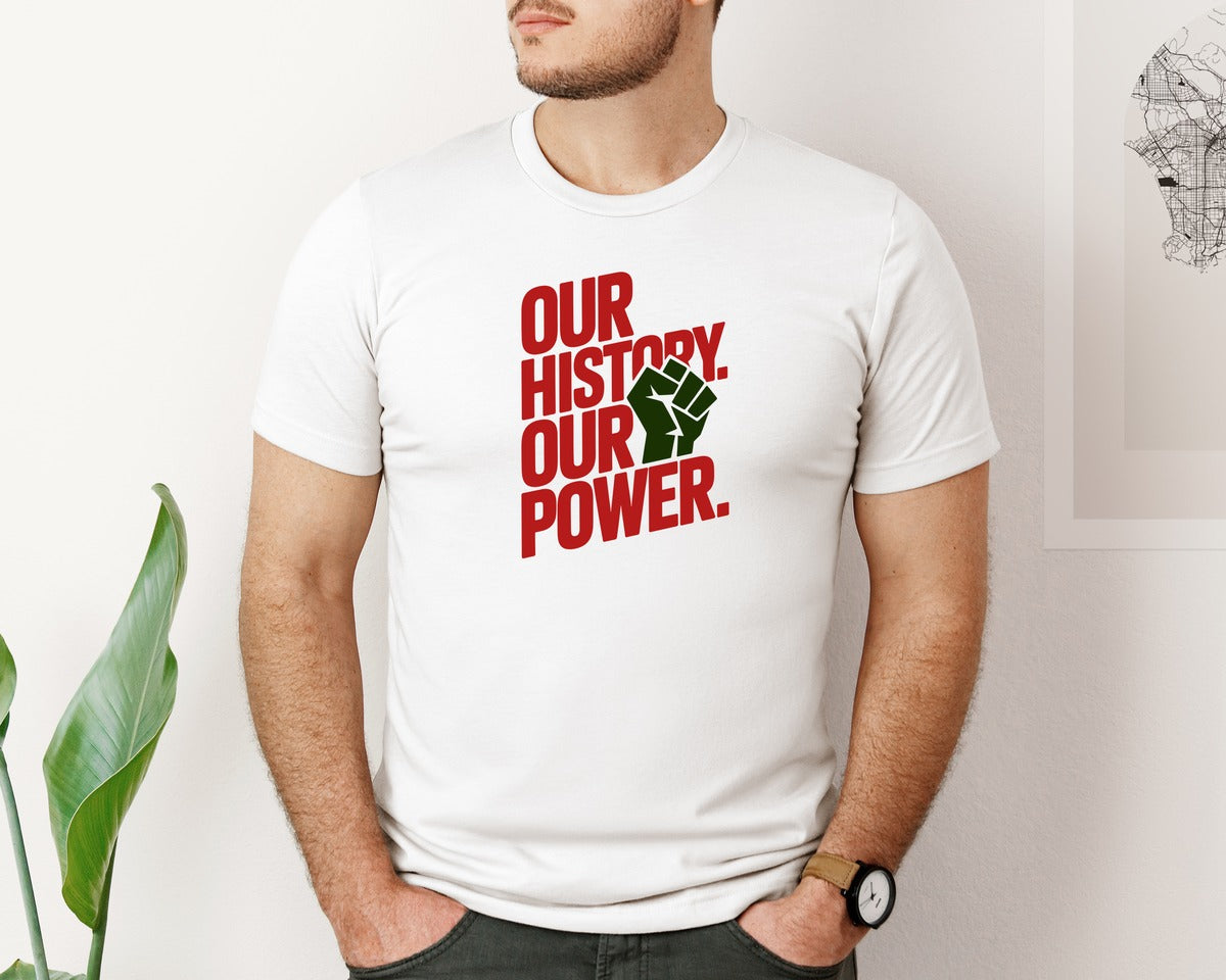 brand:Bella Canvas|color:White|Our History Our Power Black History Graphic T-Shirt