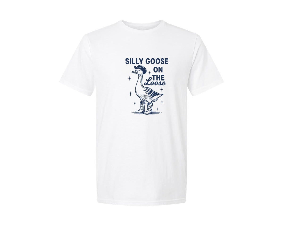 brand:Generic|color:White|Silly Goose On The Loose T Shirt Design Graphic T-Shirt