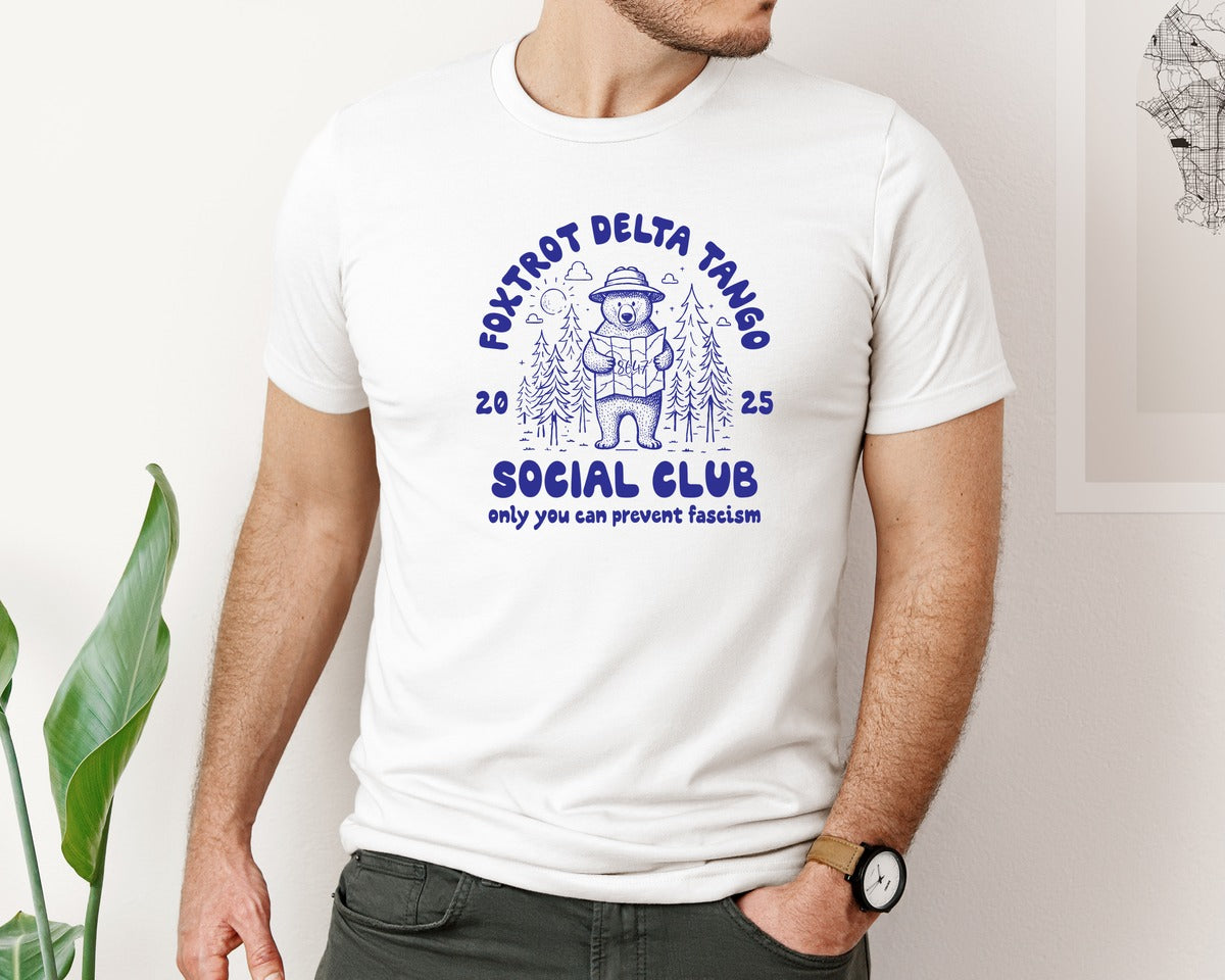 brand:Bella Canvas|color:White|Foxtrot Delta Tango Social Club Only You Graphic T-Shirt