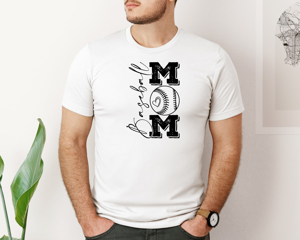 brand:Bella Canvas|color:White|Baseball Mama 16 Graphic T-Shirt