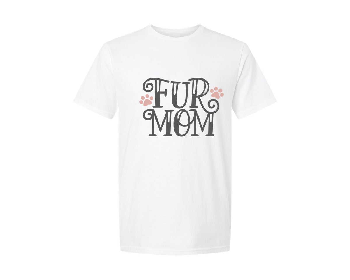 brand:Generic|color:White|Fur Mom Cute Crazy Cat Lady Quote 2 Graphic T-Shirt