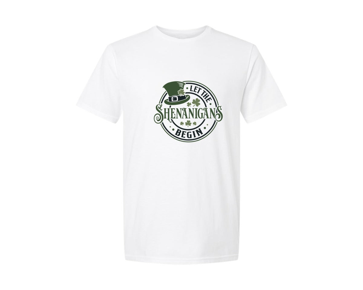 brand:Generic|color:White|Let The Shenanigans Begin 43 Graphic T-Shirt
