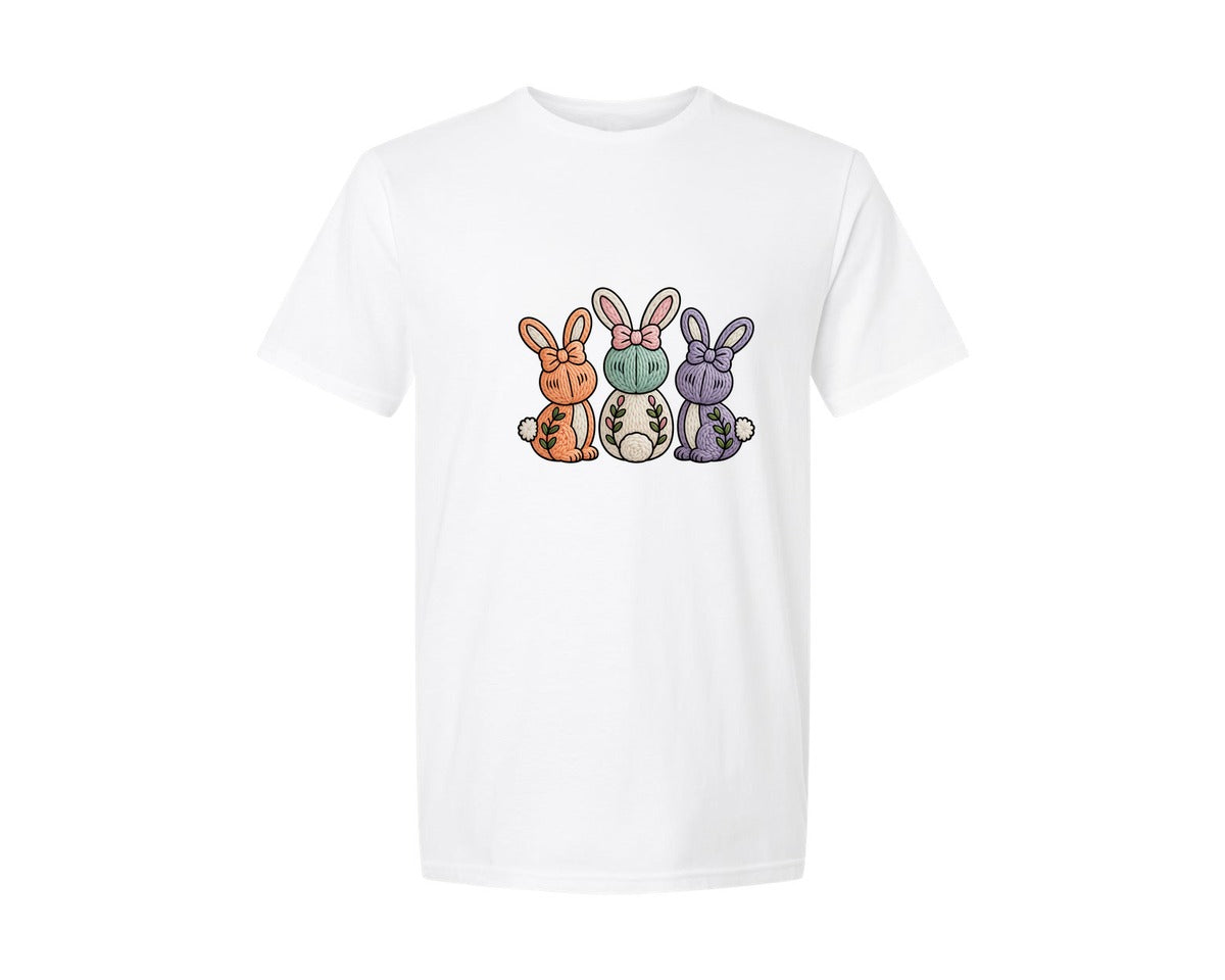brand:Generic|color:White|Chunky Yarn Easter Bunny Bunny Graphic T-Shirt