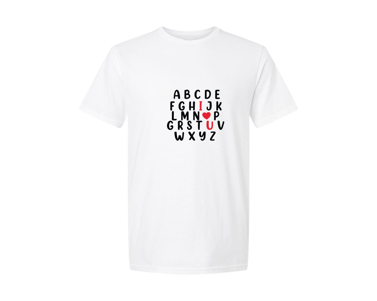 brand:Generic|color:White|Valentine Alphabet I Love You 4 Graphic T-Shirt