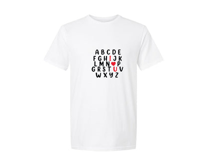 brand:Generic|color:White|Valentine Alphabet I Love You 4 Graphic T-Shirt