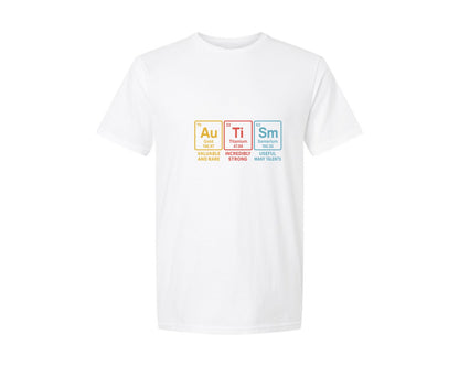 brand:Generic|color:White|Autism Awareness Elements Periodic Table Graphic T-Shirt